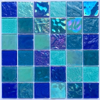 2x2 Crystal Glass Iridescent Blend Blue GKOL1001-pool swimming tile,glass tile swimming pool,pool mosaic tiles price