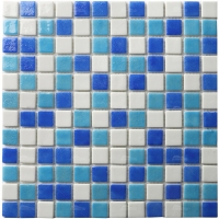 25*25mm Square Euro Glass Blend Blue GIOL4001-mosaics for swimming pools,pool tiles glass,pool mosaics prices