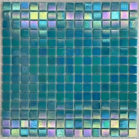 20*20mm Square Iridescent Blue Green Glass GEOJ2601-mosaic pool tile,blue iridescent glass pool tile,swimming pool tiles sale