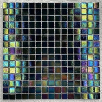20*20mm Square Iridescent Metallic Black GZOJ2906-glass pool tile,black swimming pool tiles,swimming pool tile samples