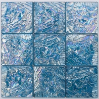 97x97mm Square Matte Crystal Glass Iridescent Aqua Blue GMOF1602-glass pool tiles,crystal glass mosaics,aqua blue pool tiles