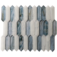 Picket Shape Iridescent Hot Melt Glass Amber GZOJ2003-glass pool mosaic, pool tile ideas, glass picket tile