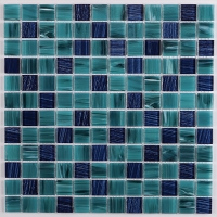 23x23mm Square Crystal Glass Aqua Green Mixed Blue GHOL1005-swimming pool mosaic, swimming pool wall tiles, swimming pool mosaic tiles china