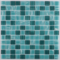 23x23mm Square Crystal Glass Mixed Aqua Green GHOL1701-pool tile, mozaik pool, aqua pool tile