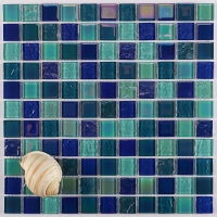 25x25mm Square Crystal Glass Iridescent Aqua Green Mixed Blue GIOL1001-glass pool tile, glass mosaic pool tiles building materials, best swimming pool tiles