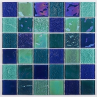 48x48mm Square Crystal Glass Iridescent Mixed Blue GKOL1001-pool swimming tile,glass tile swimming pool,pool mosaic tiles price