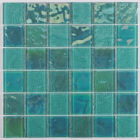 48x48mm Square Crystal Glass Iridescent Aqua Green GKOL1701-glass pool tile, green pool tiles, buy pool tile