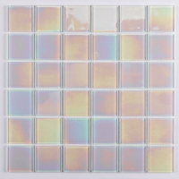 48x48mm Square Crystal Glass Iridescent White GKOL1901-glass pool tile, swimming pool white pool tiles, 2x2 pool tile