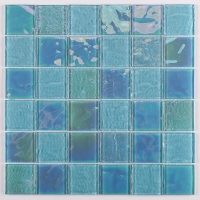 48x48mm Square Crystal Glass Iridescent Baby Blue GZOL1603-glass pool tile, luxury pool tiles, swimming pools tiles designs