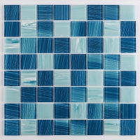 36x36mm Square Crystal Glass Mixed Blue GZOL1001-glass pool tile, blue tile pool, pool tile samples