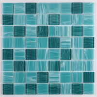 36x36mm Square Crystal Glass Mixed Aqua Green GZOL1701-glass pool tile, mosaics for pool, blue mosaic pool tile