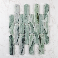 Oval Polished Natural Stone Marble Ming Green ZOJ5702-marble mosaic tile, green marble mosaic, marble mosaic supplies