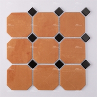 Octagon Matte Terracotta With Black Dot ZMA1910-ceramic pool tile, terracotta tile, octagon mosaic tiles