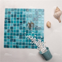 23x23mm Square Hot Melting Glass Geen Blend GZOL1608-pool tiles, mosaic glass pool tiles, 1x1 square mosaic tile