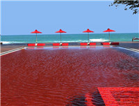 池风格：最古怪红酒店的游泳池中的世界-游泳池瓷砖，游泳池瓷砖，红色池瓷砖