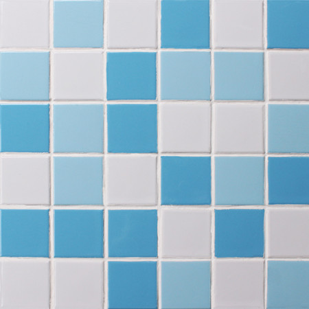 48x48mm Square Glazed Porcelain Mixed Blue BCK005,Mosaic tile, Ceramic mosaic, Bathroom mosaic tiles, Blue pool tiles 