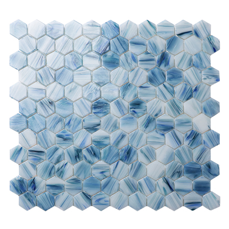 1 Inch Hexagon Matte Hot Melt Glass Blue BGZ036,Hexagon Mosaic, Hexagon Wall Tile, Swimming Pool Glass Mosaic 
