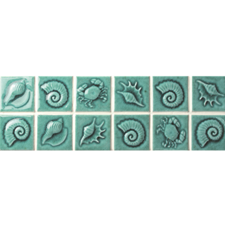 Motif Seashell vert BCKB701,Tuile de bordure, Tuile de bordure en céramique, Tuile de flottaison de piscine, Teinte de tuile de flottaison