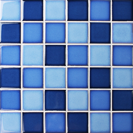 Fambe Blue Blend BCK012,Azulejo de mosaico, Mosaico cerâmico, Azulejos azuis da associação, Azulejos de mosaico da associação de cristal