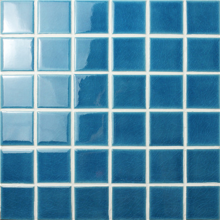 48x48mm Ice Crackle Surface Square Glossy Porcelain Blue BCK605,Mosaic tile, Ceramic mosaic, Ice crack mosaic tile, Pool tile blue color