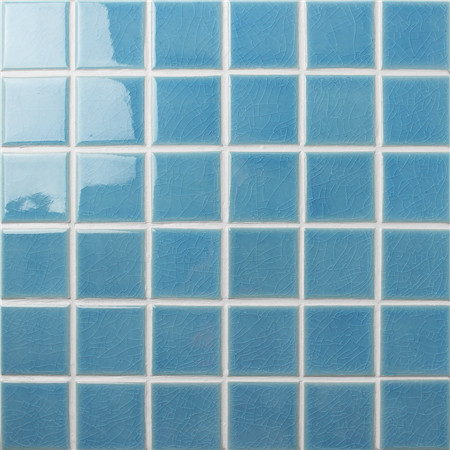 48x48mm Ice Crackle Surface Square Glossy Porcelain Blue BCK607,Mosaic tile, Ceramic tile, Blue mosaic swimming pool tiles, Ceramic mosaic tile for sale