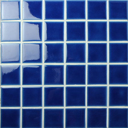 48x48mm Ice Crackle Surface Square Glossy Porcelain Dark Blue BCK606,Mosaic tile, Porcelain mosaic, Pool mosaic porcelain tiles