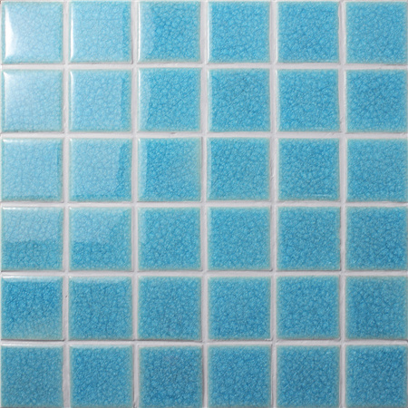 48x48mm Heavy Ice Crackle Surface Square Glossy Porcelain Blue BCK610,Mosaic tile, Ceramic mosaic, Ice crack pool mosaic, Swimming pool tile wholesale