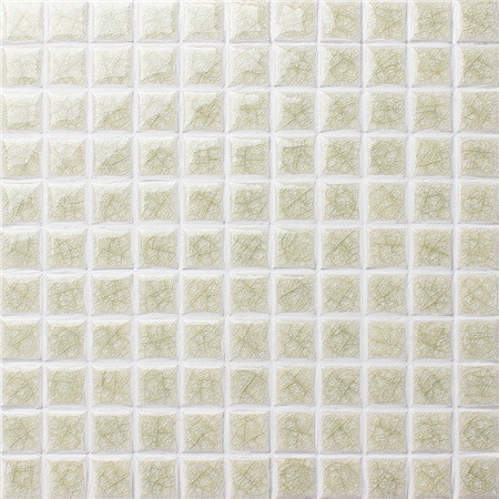 25x25mm Heavy Ice Crackle Surface Square Glossy Porcelain Beige BCI502,Mosaic tile, Ceramic mosaic, Beige mosaic wall tiles, Crackle pool mosaic tile