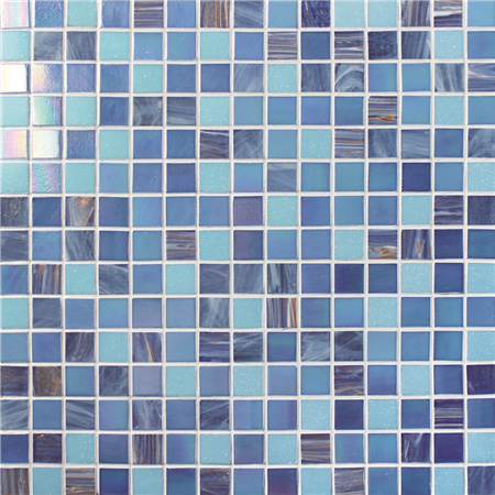 20x20mm Square Matte Hot Melt Glass Iridescent Dark Blue BGE001,Pool tiles, Glass mosaic tiles, Glass mosaic backsplash