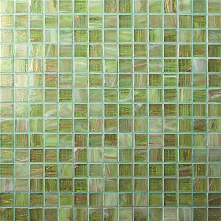 20x20mm Square Matte Hot Melt Glass Iridescent Green BGE002,Pool tiles, Glass mosaic tile, Glass mosaic design
