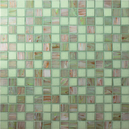 20x20mm Square Matte Hot Melt Glass Iridescent Green BGE003,Pool mosaic, Glass mosaic tiles, Glass mosaic kitchen backsplash