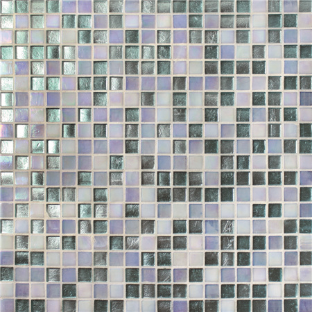 15x15mm Sauqre Hot Melt Glass Rainbow Iridescent Mixed Color BGC009,Pool tile, Pool mosaic, Glass mosaic, Bathroom glass mosaic 