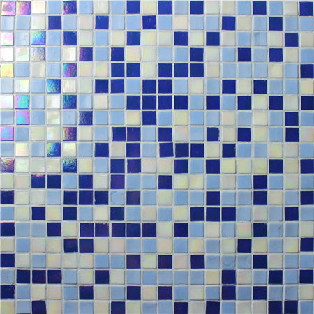 15x15mm Square Hot Melt Glass Iridescent Mixed Blue BGC021,Pool tile, Pool mosaic, Glass mosaic, Wall decor glass mosaic
