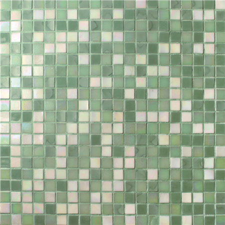 Cuadrado Verde Mixto BGC027,Baldosa de piscina, Mosaico de piscina, Mosaico de vidrio, Baldosa de mosaico de vidrio de fusión en caliente