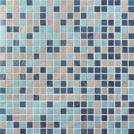 15x15mm Sauqre Hot Melt Glass Iridescent Mixed Color BGC033,Pool tile, Pool mosaic, Glass mosaic, Glass mosaic tile blue