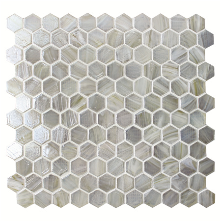 1 Inch Hexagon Matte Hot Melt Glass Cream BGZ201,Pool tile, Pool mosaics, Glass mosaic, Hexagon mosaic wall tile
