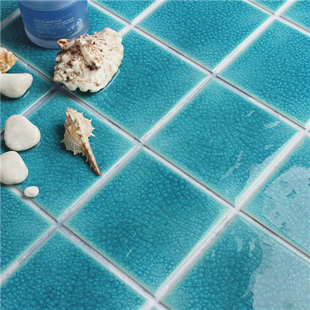 100x100mm Heavy Ice Crackle Surface Square Glossy Porcelain Lake Blue BCQ608,Mosaic tile, swimming pool mosaics, decorative pool tile