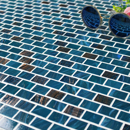 Luxo Blue Blend Gold Linha BGZ020,Mosaico de mosaico, Mosaico de vidro, Mosaico de mosaico de vidro, Mosaico de mosaico de vidro fabricante