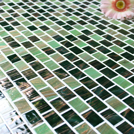 20x30mm Running Bond Matte Hot Melt Glass Mixed Green BGZ018,Mosaic tile, Glass mosaic, Green glass mosaic tile, Hot melt mosaic tiles from China