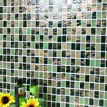 Luxo Mossy Verde BGZ019,Azulejo de mosaico, Mosaico de vidro, Mosaico de vidro quente derretido, Azulejos de piscina verde por atacado