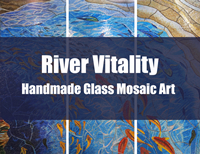 La vitalité du fleuve: l'art fait main de mosaïque en verre fait un décor de mur de vie-comme-Art de mosaïque en verre, art de mosaïque en verre coloré, art de mosaïque en verre de tuile de mur