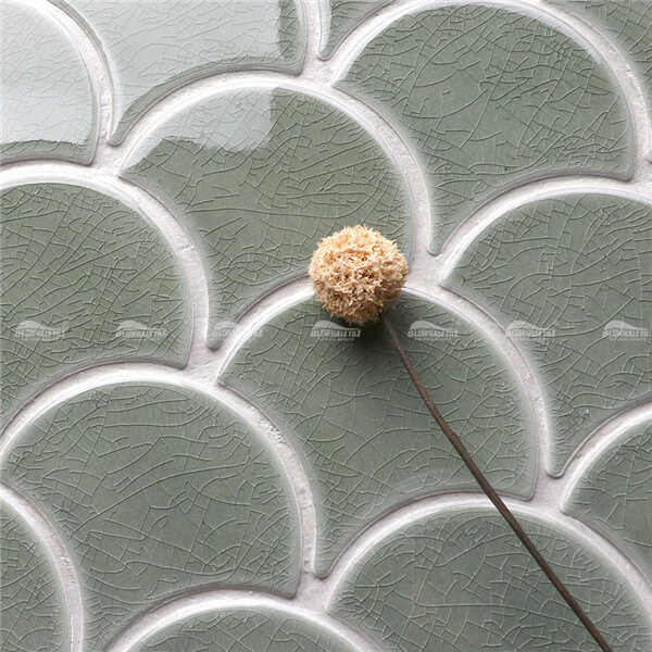 Forma de ventilador congelado Crackle BCZ317,formato de ventilador mosaico, mosaico de parede de banheiro, parede de chuveiro de mosaico