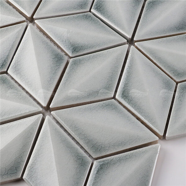 Rhombus ZBE2301,Azulejo de mosaico 3d, mosaico de rombo, azulejos de banheiro de mosaico cinza