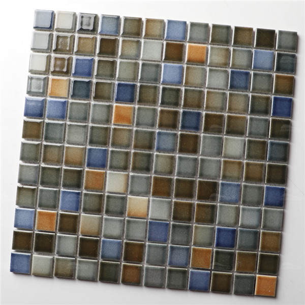 23x23mm Square Glossy Porcelain Mixed Color HOA2008,1x1 porcelain mosaic tile, porcelain mosaic tile bathroom, 1x1 square mosaic tile