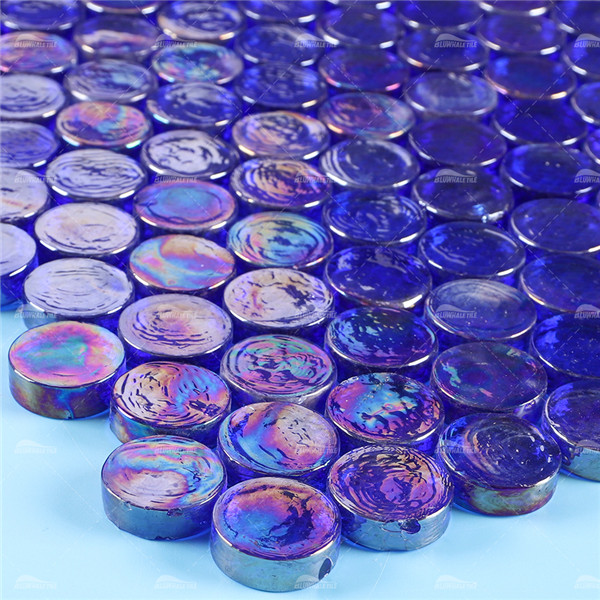 Carreaux de verre iridescent GZOF1605,entrepôt de tuile de piscine, idées de tuile de ligne de l’eau de piscine, tuile irisée de mosaïque de verre