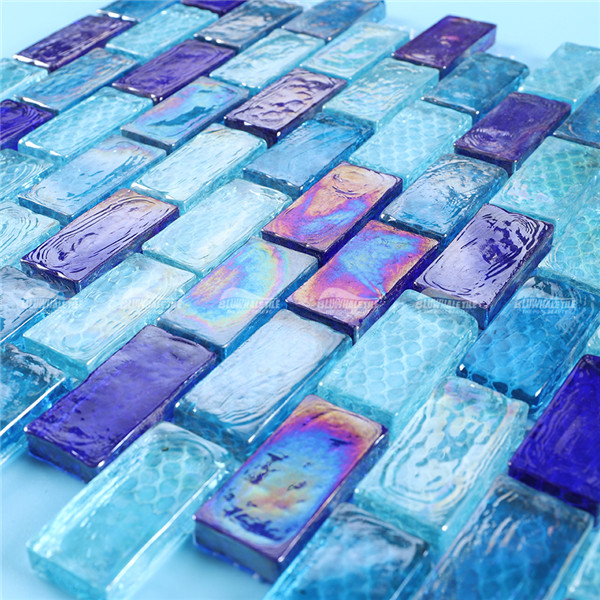Iridescent Glass Tile GZOF1609,iridescent glass mosaic tile, ripple glass tile, glass pool tile