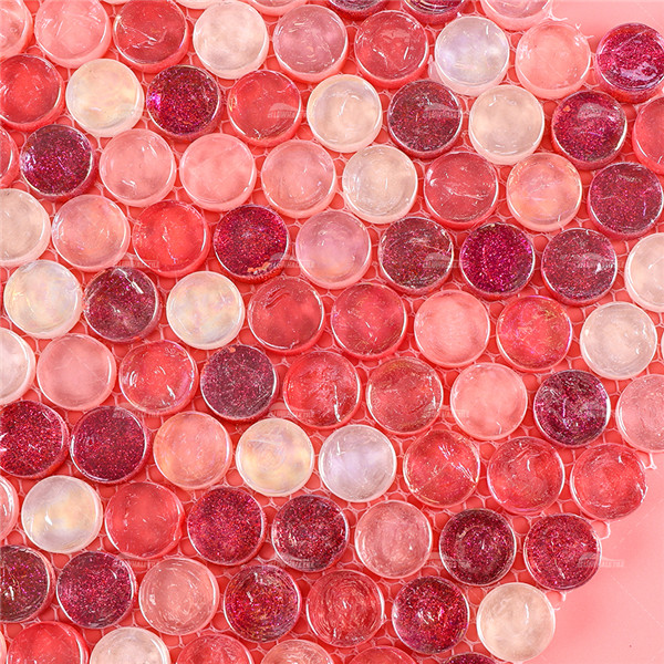 Iridescent Glass Tile GZOF1401,red iridescent tile, iridescent red glass tile, red penny round tile