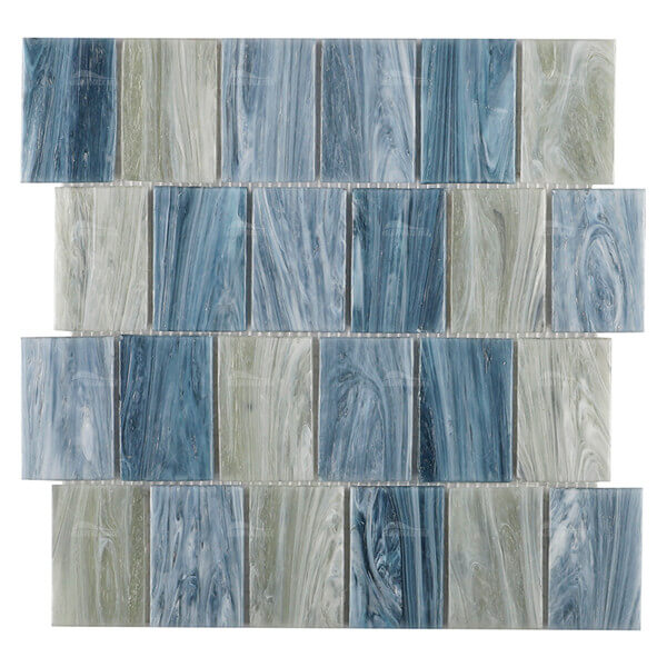 48x73mm Rectangle Matte Hot Melt Glass Blue Mixed Gray GZOJ2602,glass tile for pool,recycled glass pool tile,wholesale pool tile