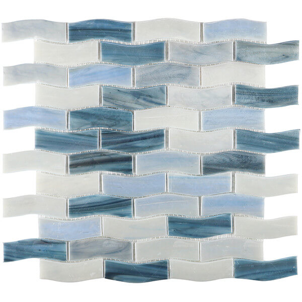 23x73mm Wave Shape Matte Hot Melt Glass Mixed Color GZOJ2604,glass pool tiles, blue wave pool tile, wholesale glass tile pool