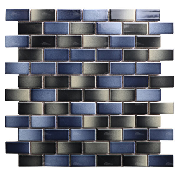 1x2 Staggered Rectangular Glossy Porcelain Gradient Blue ZGA1901,swimming pool tiles,subway pool tile,the pool tile company warehouse